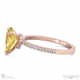 yellow lab grown diamond pear hidden halo with pave side diamonds engagement ring rose gold with 18k rose gold metal and pear shape diamond