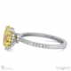 yellow lab grown diamond double hidden halo oval cut side stone engagement ring white gold with 18k white gold metal and oval shape diamond