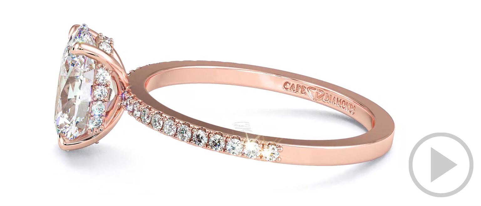 Natural Diamond Oval Cut Hidden Halo Side Stones Engagement Ring Rose Gold top video