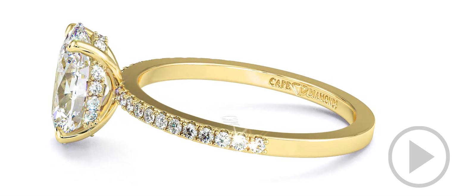 Natural Diamond Oval Cut Hidden Halo Side Stones Engagement Ring Yellow Gold top video