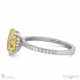 yellow lab grown diamond oval cut hidden halo sidestones engagement ring white gold with 9k white gold metal and oval shape diamond