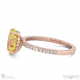 yellow lab grown diamond oval cut hidden halo side stones engagement ring rose gold with 18k rose gold metal and oval shape diamond