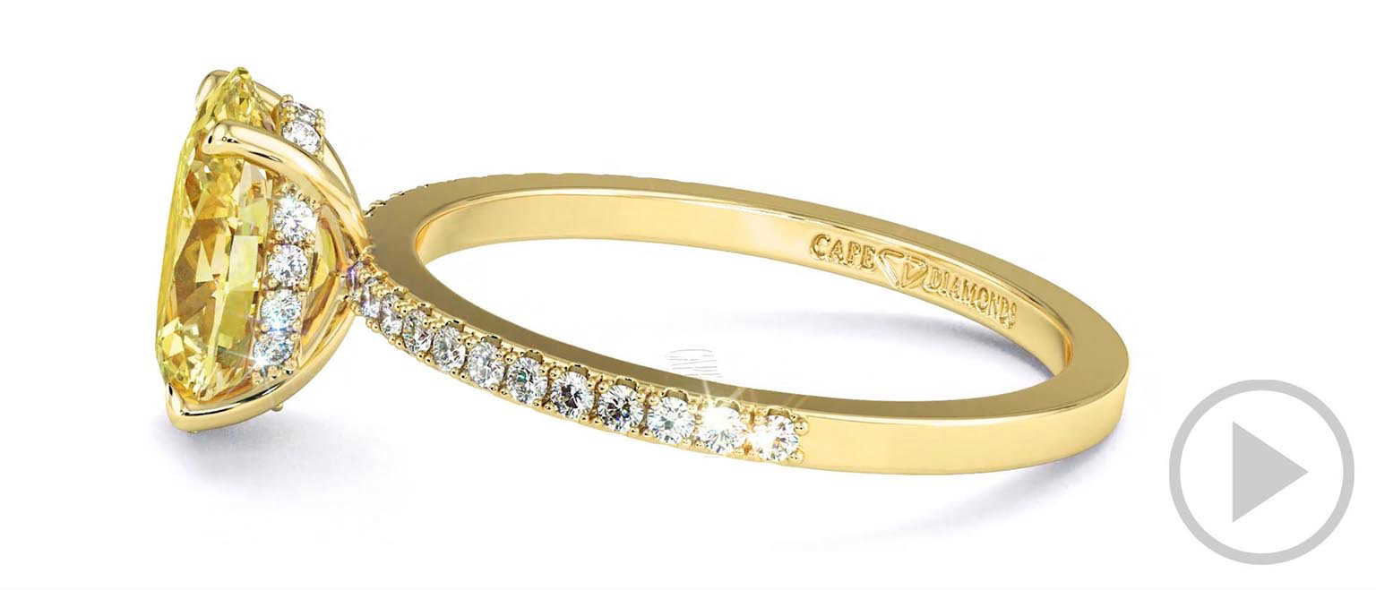 Yellow Lab Grown Diamond Hidden Halo Side Stone Engagement Ring Yellow Gold top video