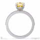 yellow natural diamond hidden halo claw set oval side stone engagement ring white gold with 18k white gold metal and oval shape diamond