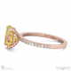 yellow natural diamond hidden halo oval cut claw set side stone engagement ring rose gold with 9k rose gold metal and oval shape diamond
