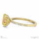 yellow lab grown diamond hidden halo oval cut claw set side stone engagement ring yellow gold with 18k yellow gold metal and oval shape diamond