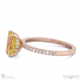 yellow lab grown diamond hidden halo emerald cut side stone engagement ring rose gold with 18k rose gold metal and emerald shape diamond
