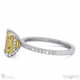 yellow lab grown diamond hidden halo emerald cut claw set side stone engagement ring white gold with 9k white gold metal and emerald shape diamond
