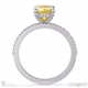 yellow lab grown diamond hidden halo emerald cut claw set side stone engagement ring white gold with 9k white gold metal and emerald shape diamond