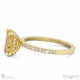 yellow natural diamond hidden halo claw set emerald cut side stone engagement ring yellow gold with 18k yellow gold metal and emerald shape diamond