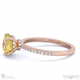 yellow lab grown diamond round double hidden halo side stone engagement ring rose gold with 9k rose gold metal and round shape diamond