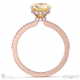 yellow lab grown diamond round double hidden halo side stone engagement ring rose gold with 9k rose gold metal and round shape diamond