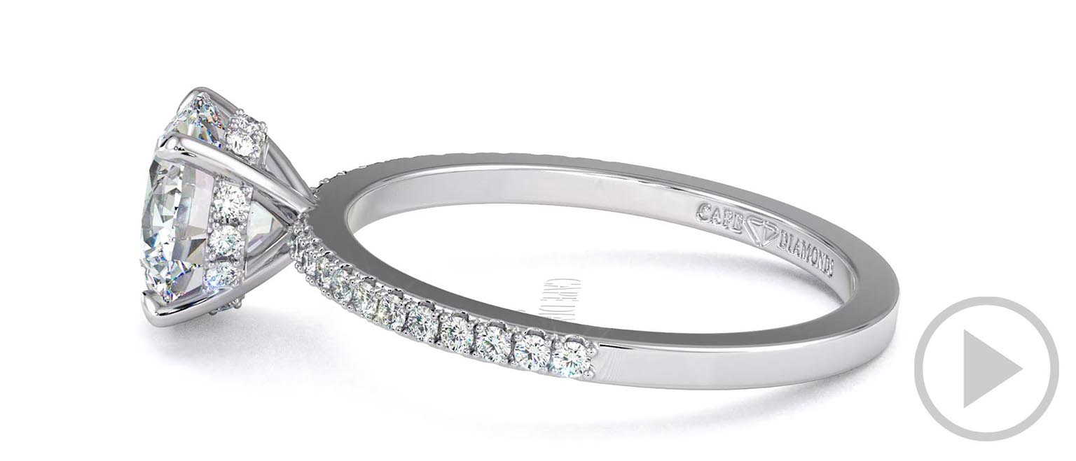 Lab Grown Diamond Round Cut Hidden Halo Side Stones Engagement Ring White Gold top video