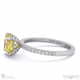 yellow natural diamond hidden halo round cut claw set side stone engagement ring white gold with 9k white gold metal and round shape diamond