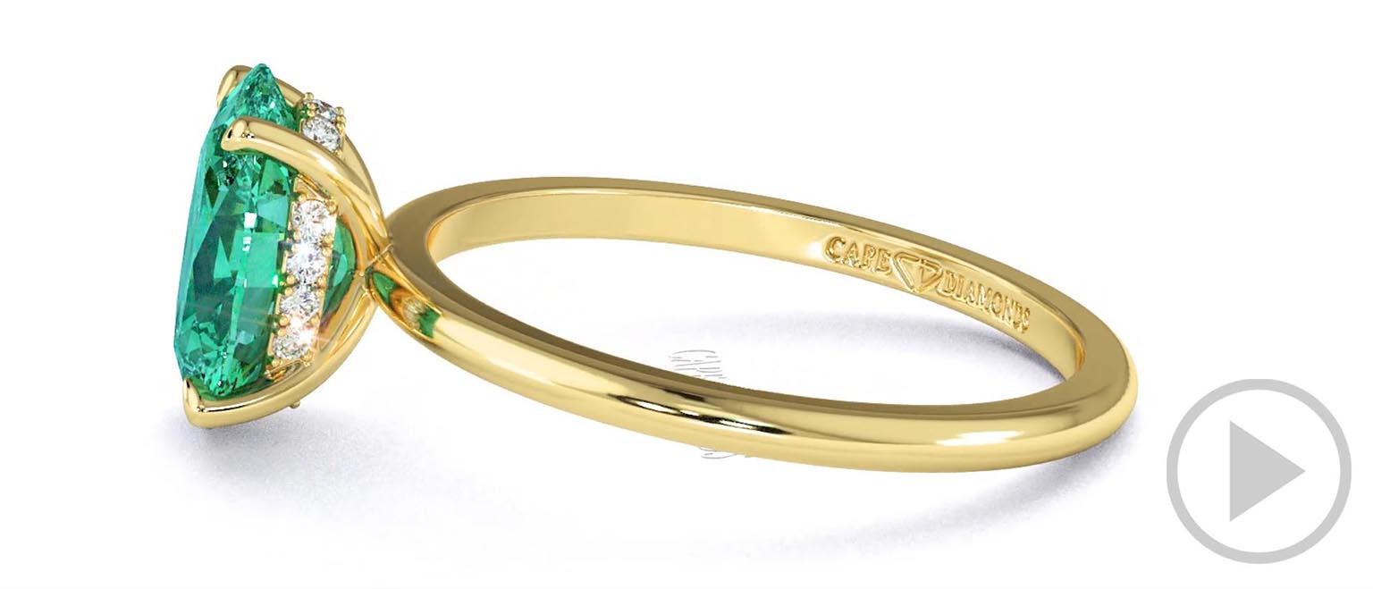 Garnet Hidden Halo Oval Cut Solitaire Engagement Ring Yellow Gold top video