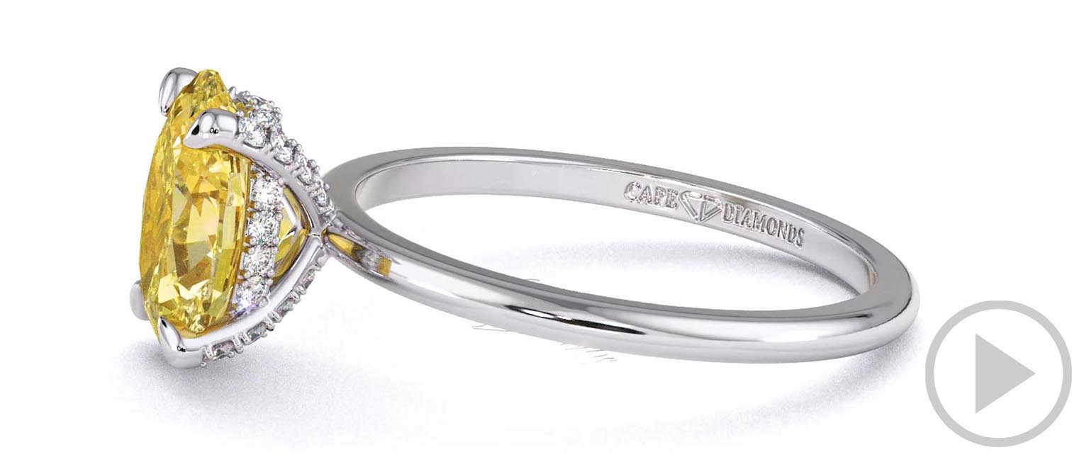 Yellow Lab Grown Diamond Hidden Halo Oval Claw Set Diamonds Solitaire Engagement Ring White Gold top video