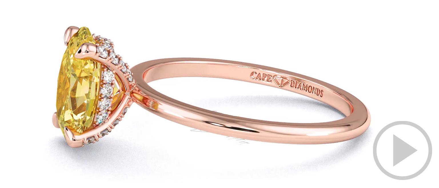 Yellow Lab Grown Diamond Hidden Halo Oval Claw Set Diamonds Solitaire Engagement Ring Rose Gold top video
