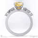 yellow lab grown diamond fairy side stone engagement ring white gold with 18k white gold metal and round shape diamond