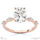 four prong oval lab grown diamond halo engagement ring rose gold with side diamond drops with 9k rose gold metal and oval shape diamond