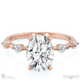 four prong oval lab grown diamond halo engagement ring rose gold with side diamond drops with 9k rose gold metal and oval shape diamond