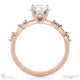 four prong oval lab grown diamond halo engagement ring rose gold with side diamond drops with 9k rose gold metal and oval shape diamond