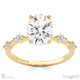 four prong oval lab grown diamond halo engagement ring yellow gold with side diamond drops with 9k yellow gold metal and oval shape diamond