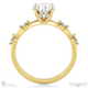 four prong oval lab grown diamond halo engagement ring yellow gold with side diamond drops with 9k yellow gold metal and oval shape diamond