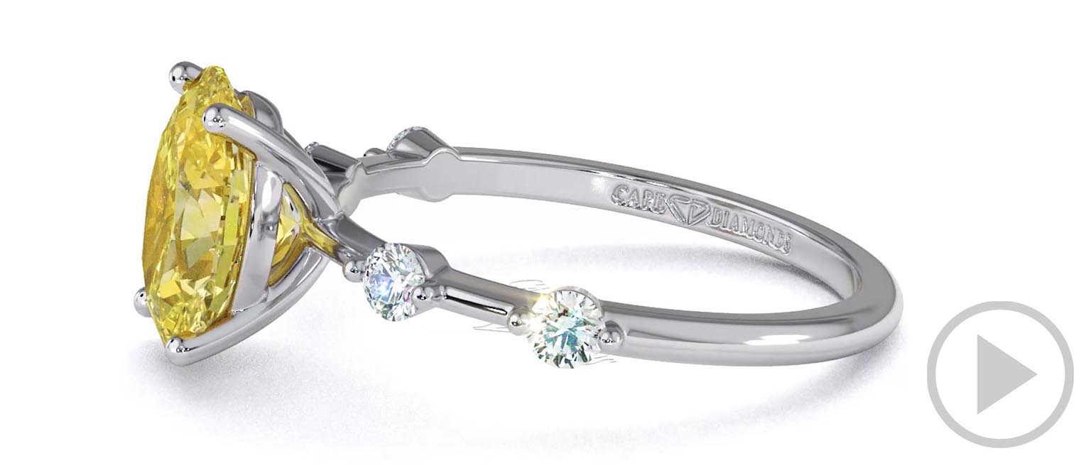 Yellow Lab Grown Diamond Bubble Drop Oval Cut Engagement Ring White Gold top video