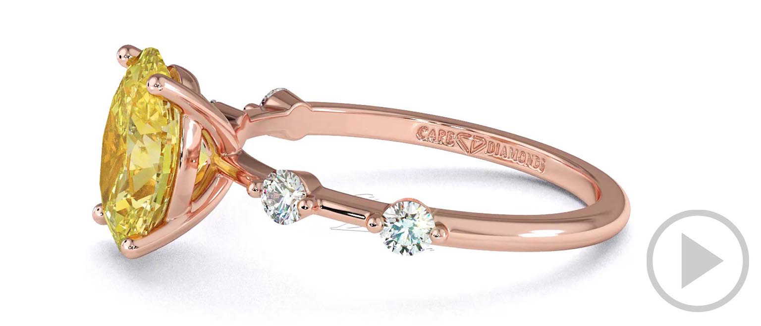 Yellow Natural Diamond Bubble Drop Oval Cut Engagement Ring Rose Gold top video
