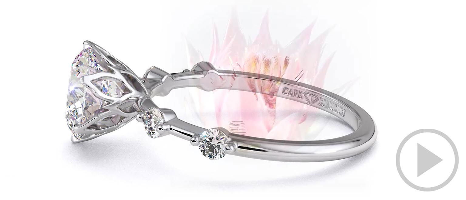 Blushing Bride Natural Diamond Engagement Ring White Gold With Side Natural Diamond Drops top video