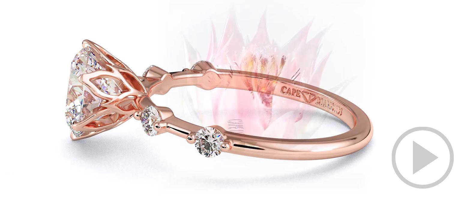 Blushing Bride Natural Diamond Engagement Ring Rose Gold With Side Natural Diamond Drops top video