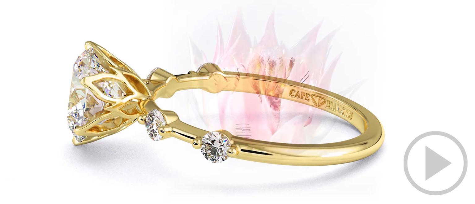 Blushing Bride Lab Grown Diamond Engagement Ring Yellow Gold With Side Diamond Drops top video
