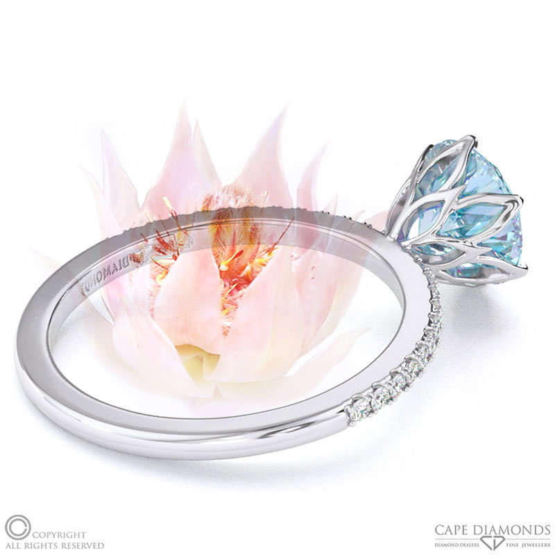 Blushing Bride Fynbos Paraiba Or Blue Tourmaline High Set Engagement Ring White Gold