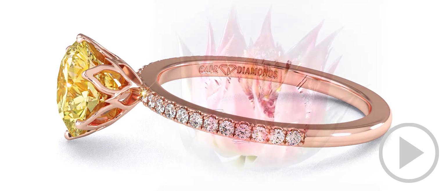 Blushing Bride Fynbos Yellow Natural Diamond High Set Engagement Ring Rose Gold top video