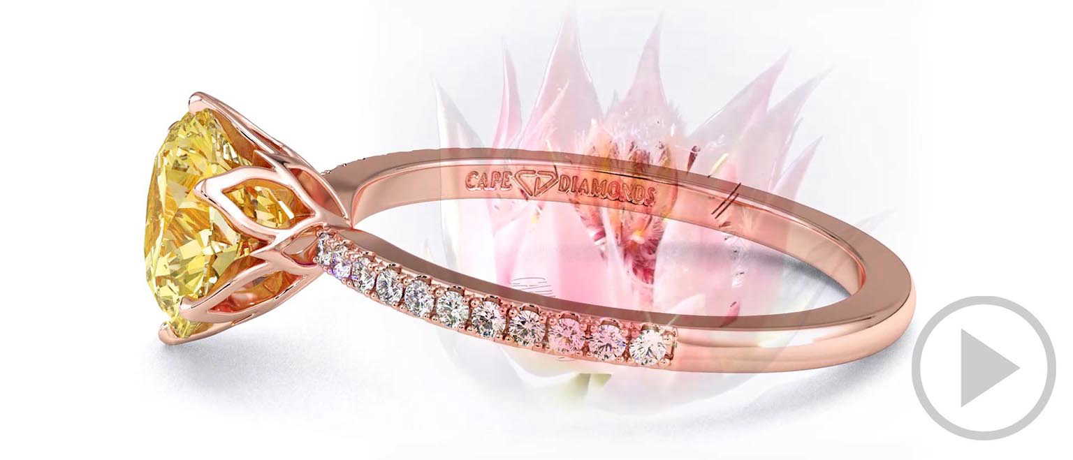 Blushing Bride Fynbos Flower Yellow Lab Grown Diamond Round Cut Engagement Ring Rose Gold top video