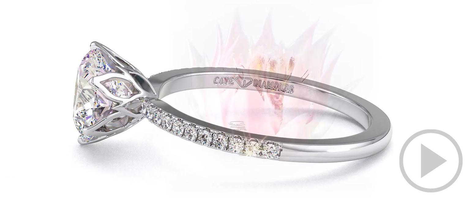 Low-Set Blushing Bride Natural Diamond On Thin Half-Round Band With Pavé Side Natural Diamonds top video