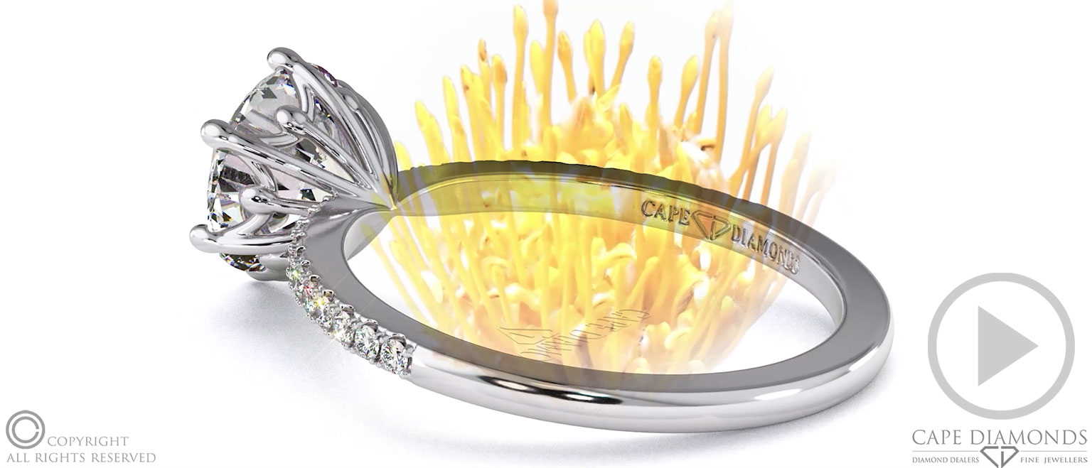Low-Set Pincushion Lab Grown Diamond On Thin Squared Band With Pavé Side Diamonds top video