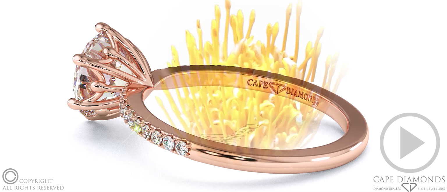 Low-Set Pincushion Lab Grown Diamond On Thin Squared Band With Pavé Side Diamonds top video