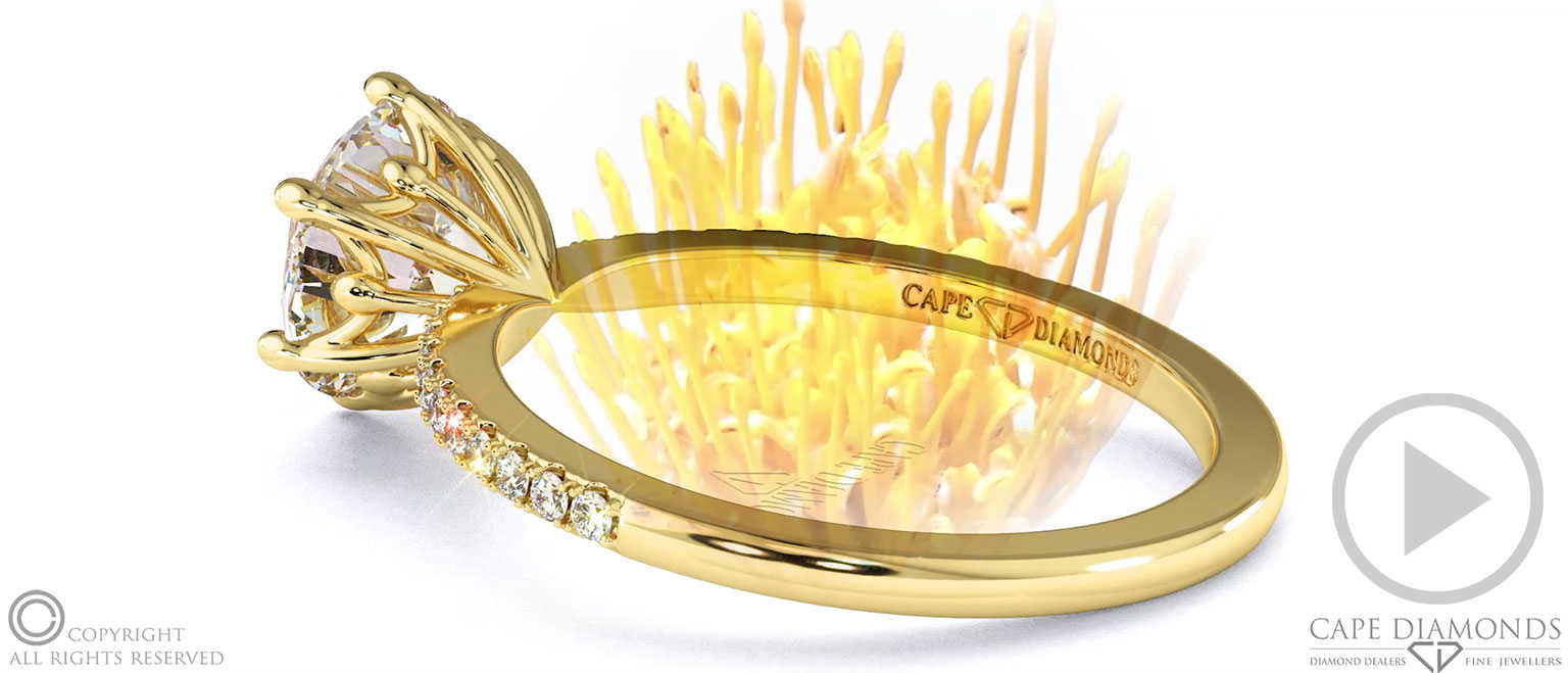 Low-Set Pincushion Lab Grown Diamond On Thin Squared Band With Pavé Side Diamonds top video