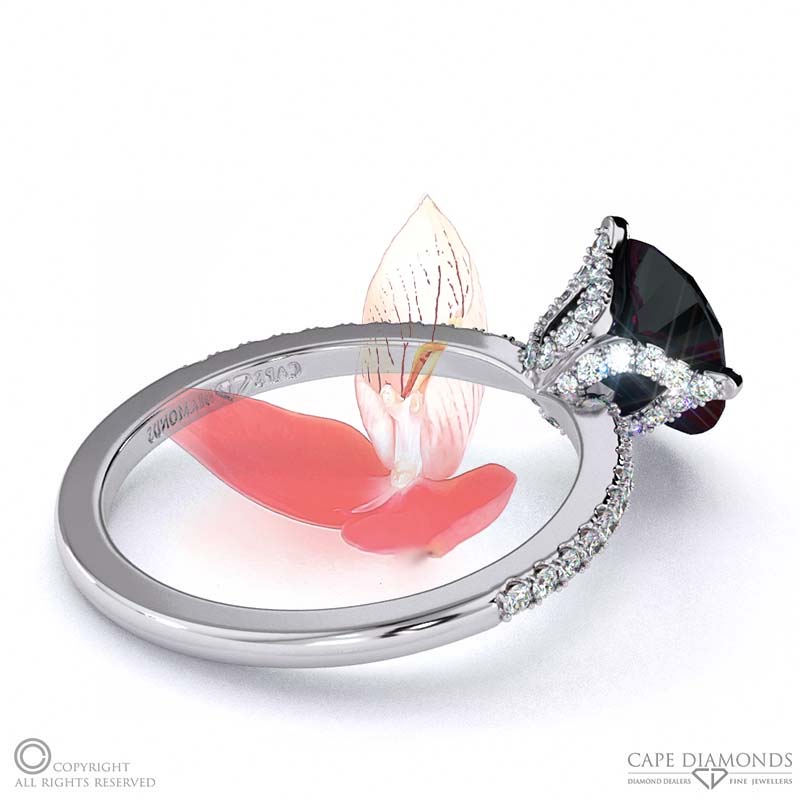 Disa Orchid Black Lab Grown Diamond Low-Set Pavé Side Diamonds Engagement Ring White Gold