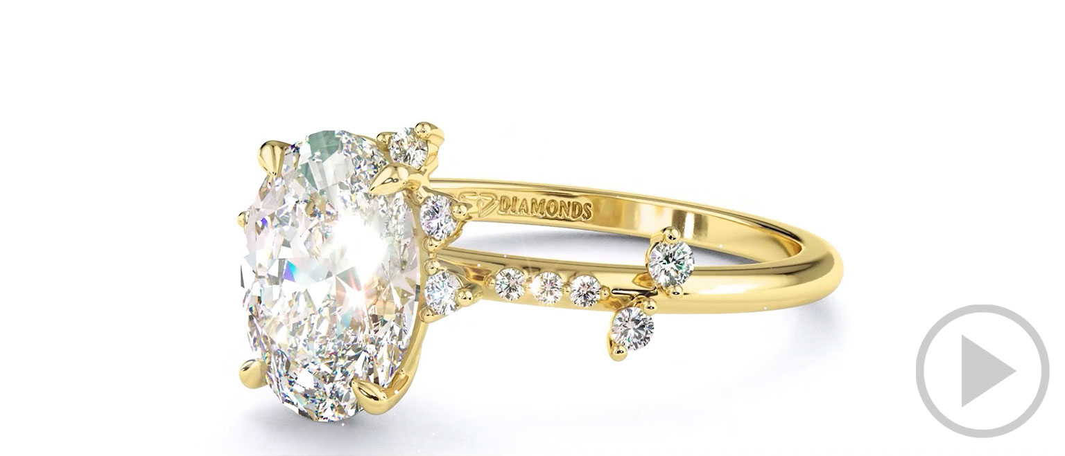 Orion Star Constellation Engagement Ring Yellow Gold top video