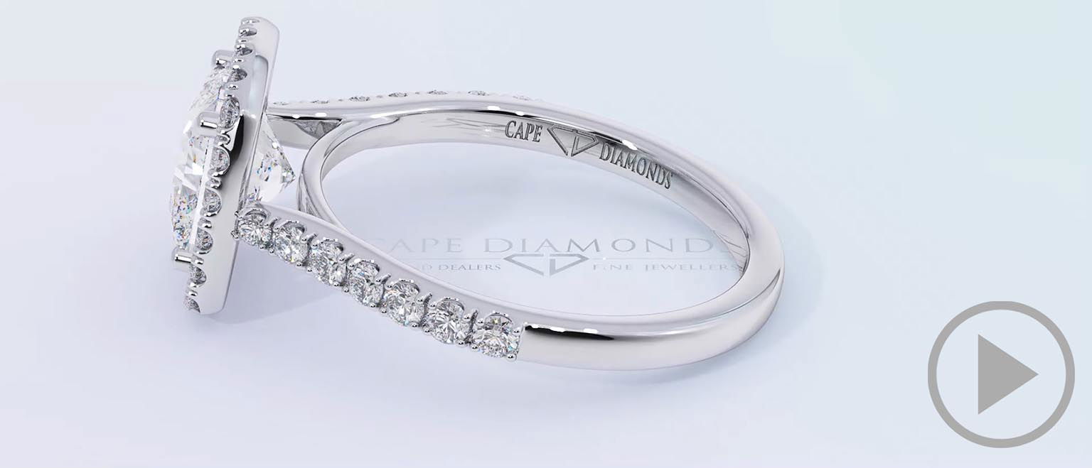 Cushion Cut Natural Diamond Halo Setting Natural Diamond Engagement Ring White Gold top video