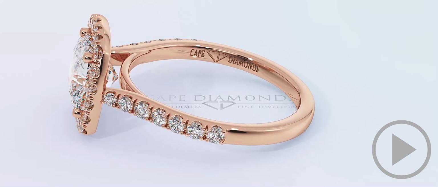 Cushion Cut Natural Diamond Halo Setting Natural Diamond Engagement Ring Rose Gold top video