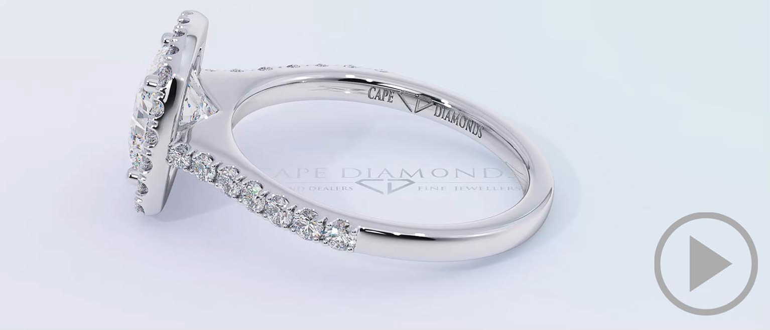Solid Cushion Halo Lab Grown Diamond Engagement Ring White Gold top video