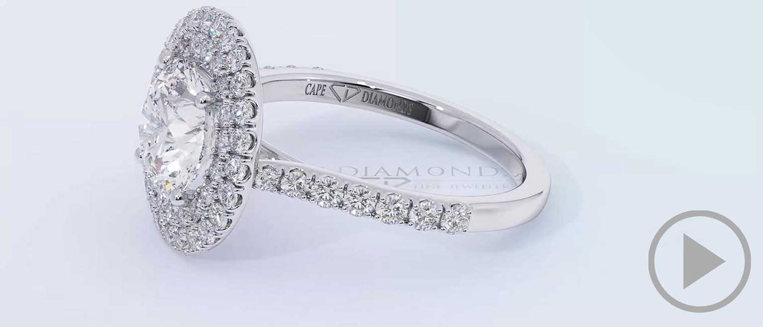 Double Halo Natural Diamond Engagement Ring White Gold top video