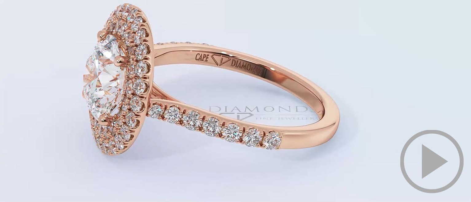 Double Halo Lab Grown Diamond Engagement Ring Rose Gold top video
