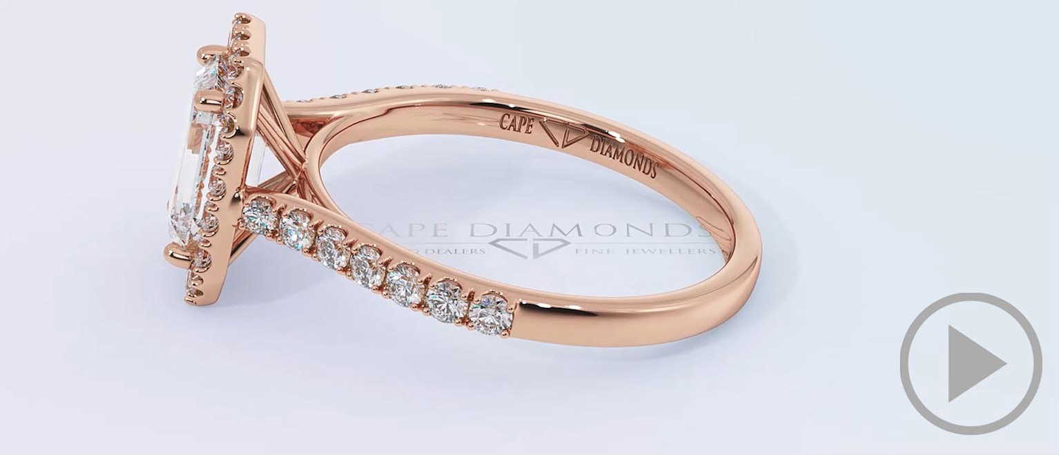 Emerald Natural Diamond Halo Cathedral Natural Diamond Engagement Ring Rose Gold With Pavé Side Natural Diamonds top video