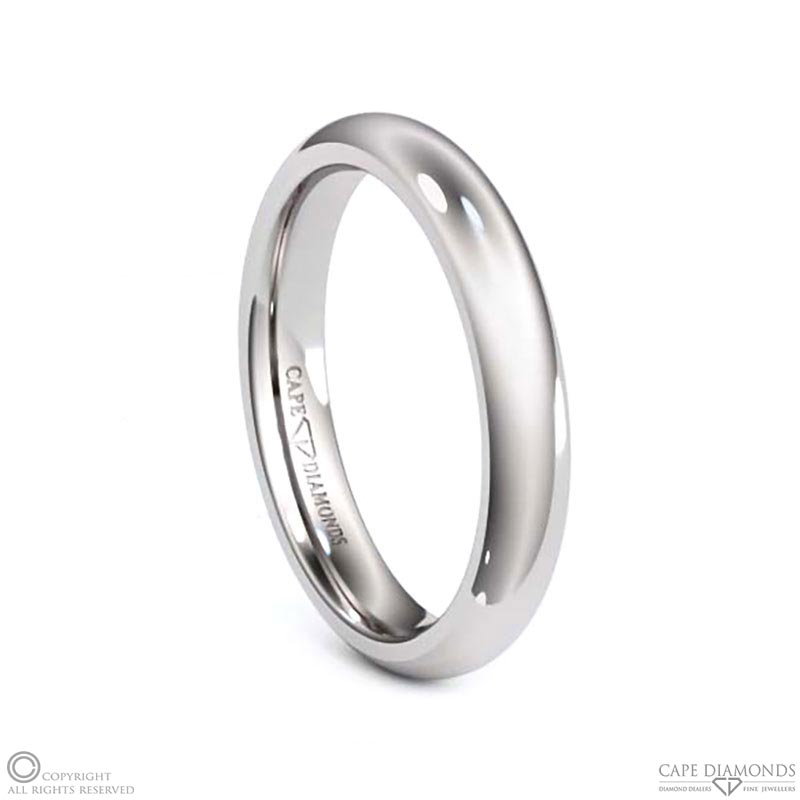 White Gold Best Men’s Wedding Rings D-Shaped 4mm Wide X 1.8mm
