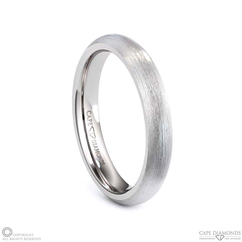 White Gold Best D-Shaped Men’s Wedding Bands Brushed Comfort Fit 4mm Wide X 1.8mm Thick,