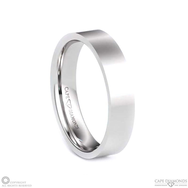 White Gold Best Flat Polished 5 Mm Wide X 1.5 Mm Thick Gent’s Wedding Rings